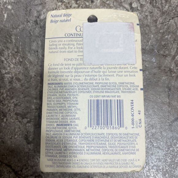 Cover Girl Continuous Wear makeup Natural Beige #950 30 ml Card is imperfect - Picture 3 of 3